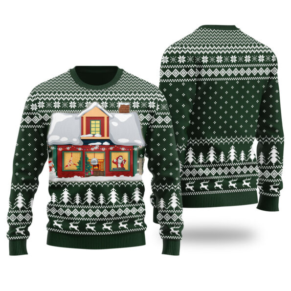 Santas Twerkshop Ugly Sweater Forest Green