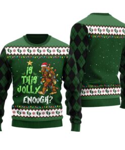 Sasquatch Ugly Christmas Sweater Forest Green