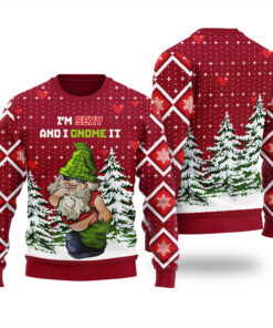 Sexy Gnome Ugly Christmas Sweater Cardinal Red