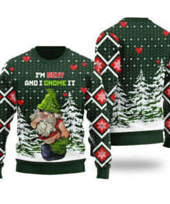 Sexy Gnome Ugly Christmas Sweater Forest Green