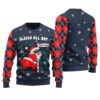 Sleigh All Day Santa Dancing North Pole Christmas Sweater Navy