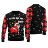 Sleigh All Day Santa Dancing North Pole Ugly Sweater Black