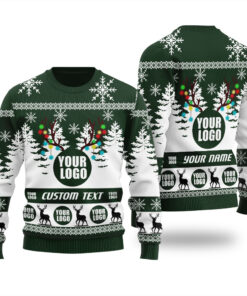 Custom Logo Ugly Sweater Forest Green