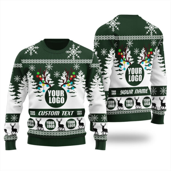 Custom Logo Ugly Sweater Forest Green