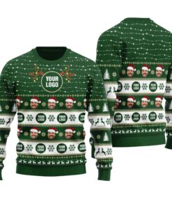 Personalized Company Logo Ugly Sweater Forest Green