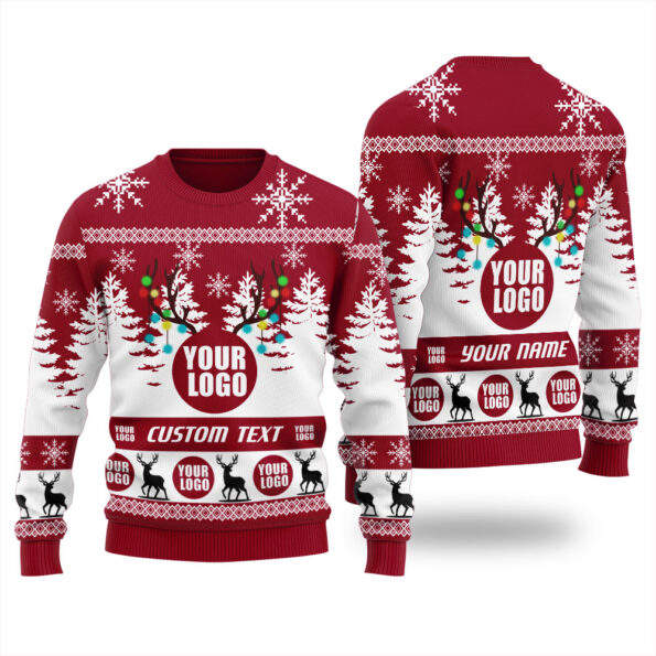 Personalized Logo Ugly Sweater Cardinal Red