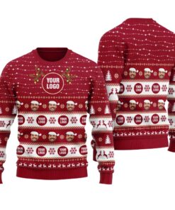 Personalized Team Logo Christmas Sweater Cardinal Red