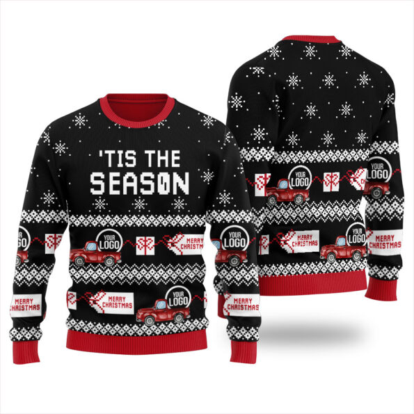 Custom Logo Ugly Christmas Sweater Black