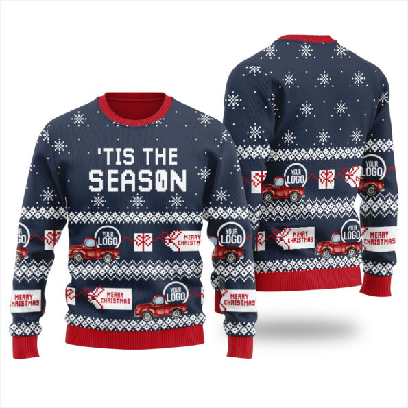 Custom Logo Ugly Christmas Sweater Navy