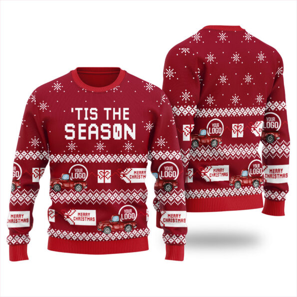 Custom Logo Ugly Sweater Cardinal Red