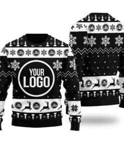 Custom Your Logo Ugly Christmas Sweater Black