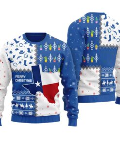 Merry Christmas Texas Custom Ugly Sweater Royal