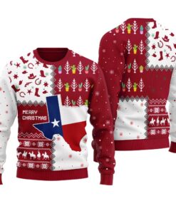 Merry Texas Personalized Christmas Sweater Cardinal Red